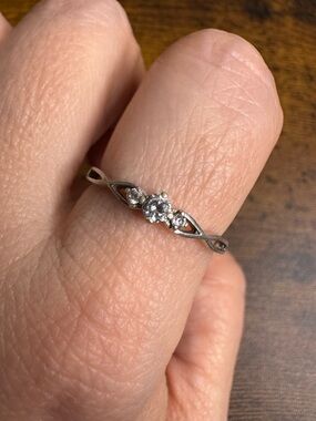 Sterling Silver Three-Stone CZ Accent Ring - Hallmarked 925
